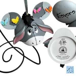 Disney Parks Artist Signed Mickey Mouse Ears Winnie the Pooh Eeyore Ornament
